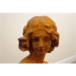  Cast iron bust of classical style lady, W36cm, H67cm  