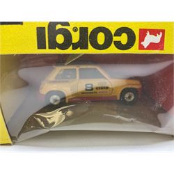 Corgi - eighteen modern die-cast models including racing cars, Land Rovers, Thornycroft Box Van, Ford Transit and Bedford Vans, Minis, Last Routemaster bus, two Trackside DIYCAST sets etc; all boxed (18)