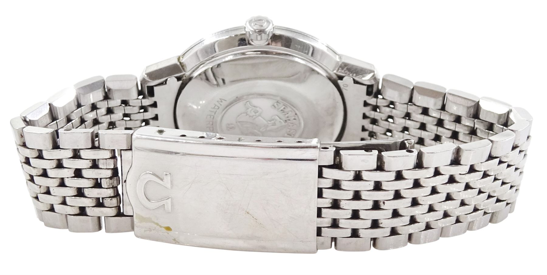 Omega Seamaster De Ville gentleman's stainless steel, automatic wristwatch, silvered dial with baton hour markers, on Omega stainless steel bracelet, with fold-over clasp