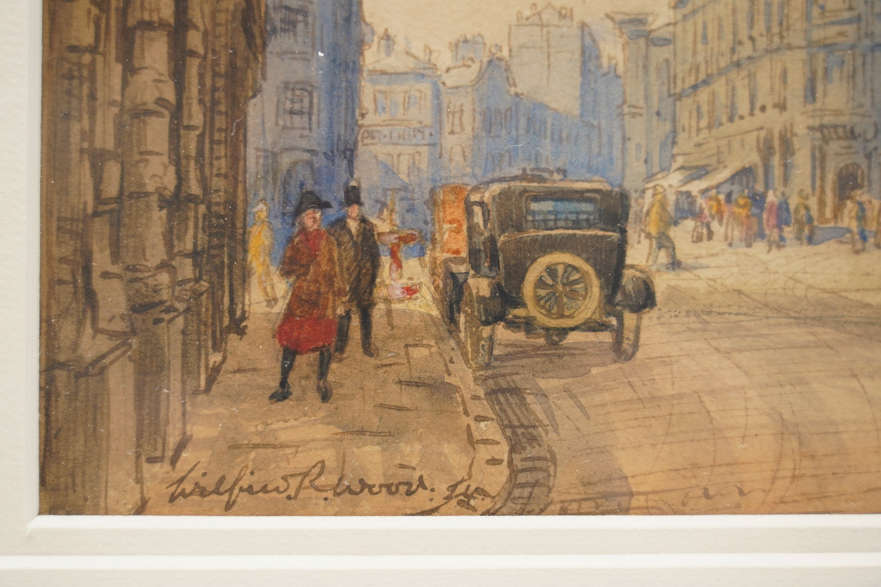 Wilfried René Wood (British 1888-1976): Manchester Street Scene, watercolour signed 18.5cm x 27cm