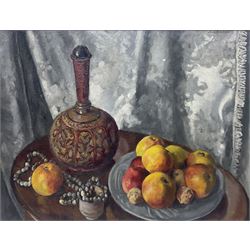 Attrib. Konrad Cramer (American 1888-1963): Still Life of Apples and Walnuts, oil on board signed 33cm x 43cm 