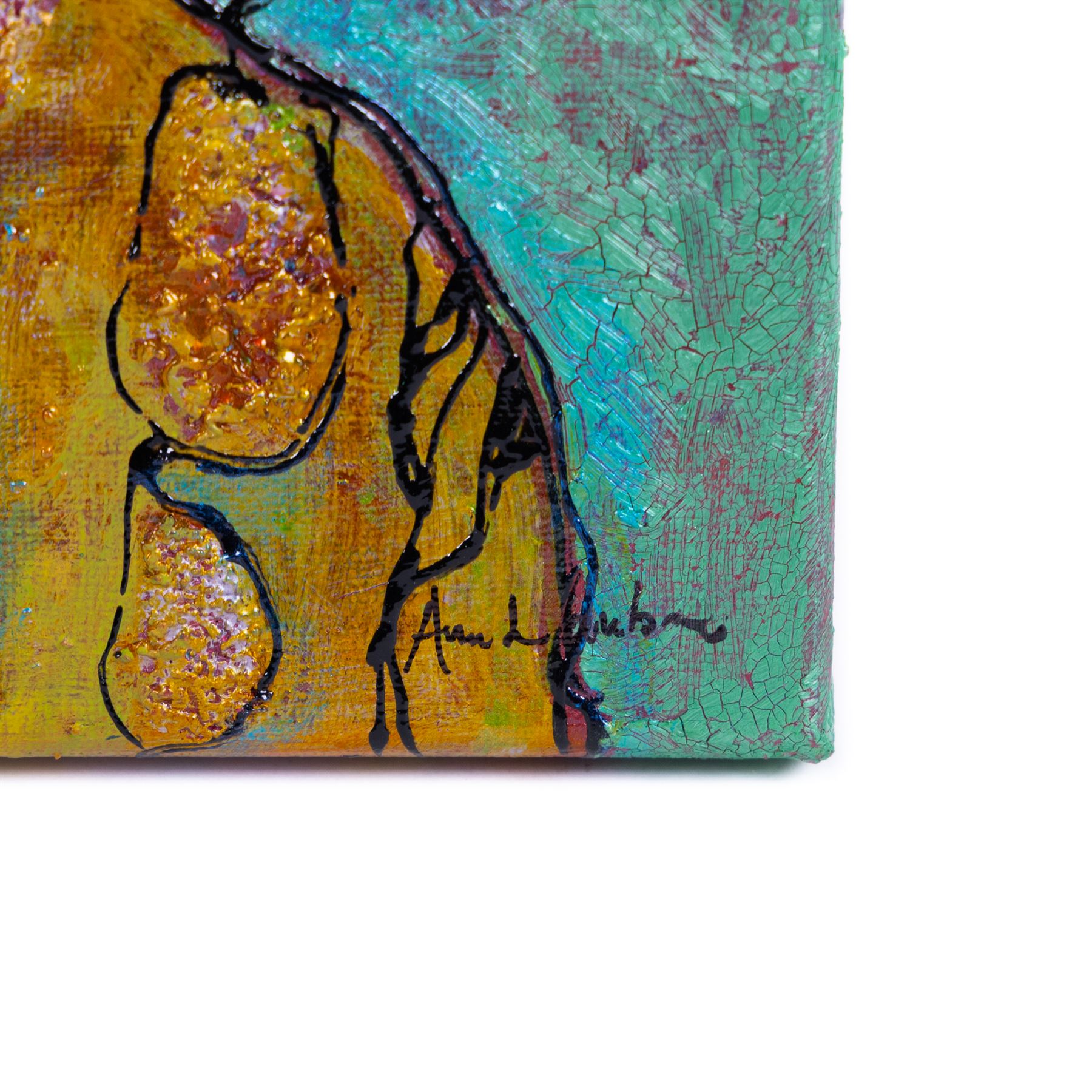 Ann Lamb (British 1955-): Abstract of Rocks, mixed media on canvas signed 60cm x 49cm (unframed)