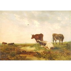 Manner of James Ward (British 1769-1857): Cattle Grazing, oil on canvas signed 29cm x 39cm