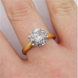 Gold single stone round brilliant cut diamond ring, hallmarked, diamond 2.83 carat