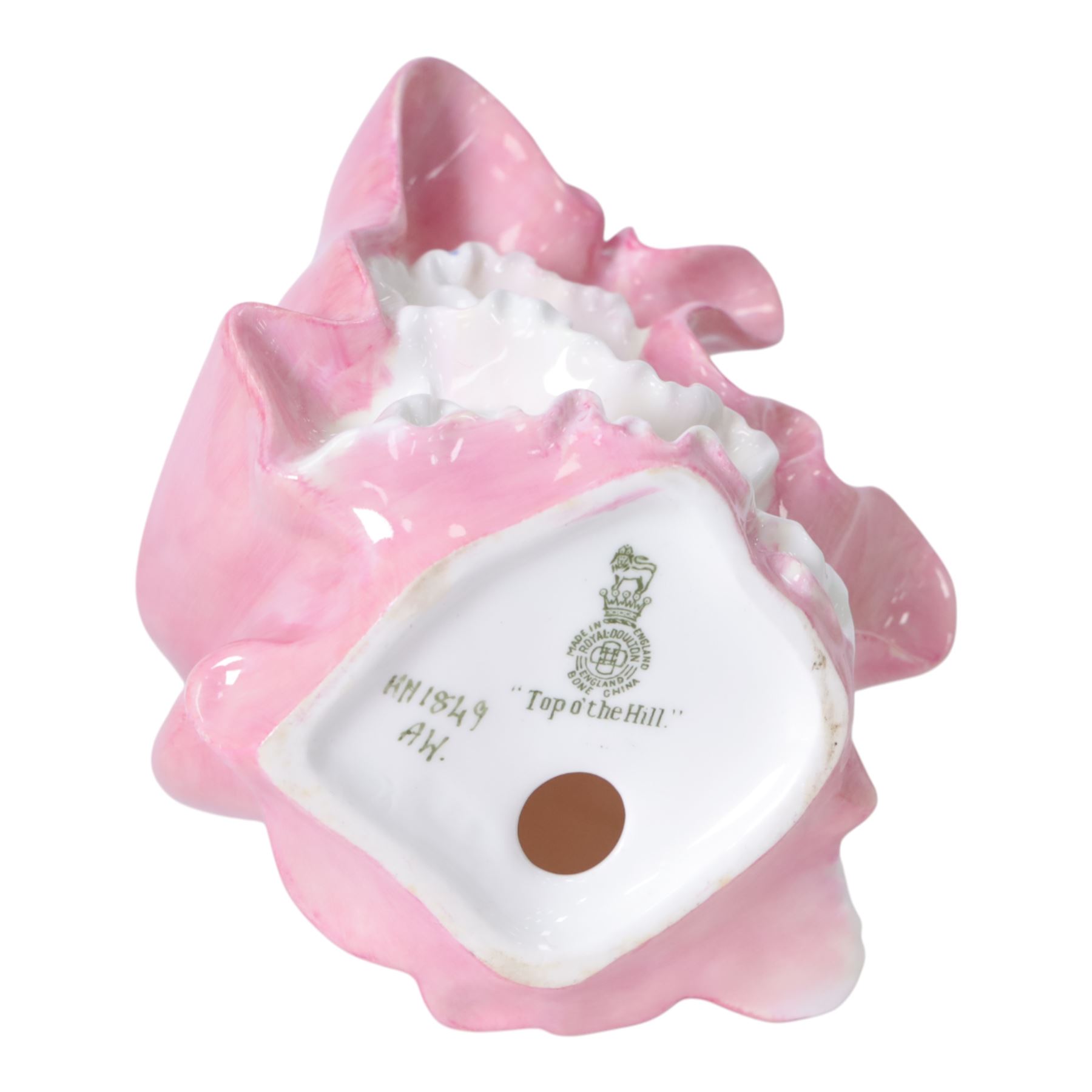 Six Royal Doulton figures, comprising Victorian Lady HN728, Top of the Hill in two colourways, HN1833 HN1849 and Autumn Breeze in three colourways HN1913, HN2131 and HN3736