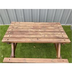 Pressure treated timber, six seater, picnic bench - THIS LOT IS TO BE COLLECTED BY APPOINTMENT FROM DUGGLEBY STORAGE, GREAT HILL, EASTFIELD, SCARBOROUGH, YO11 3TX
