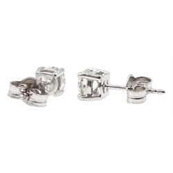  Pair of 18ct white gold diamond stud earrings of approx 1.24 carat with World Gemology Institute certificate  