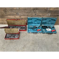 Two Britool socket sets, and two Makita drills
