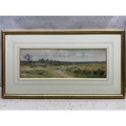 C Goddard (British Early 20th Century): Herding Sheep near Norfolk, watercolour signed 17.5cm x 52cm
