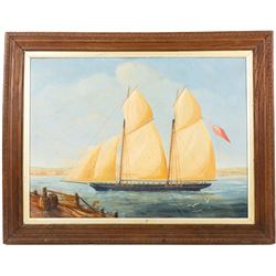 JCU Tuck (British 20th century): British Sailing Yacht, oil on board signed 40cm x 55cm