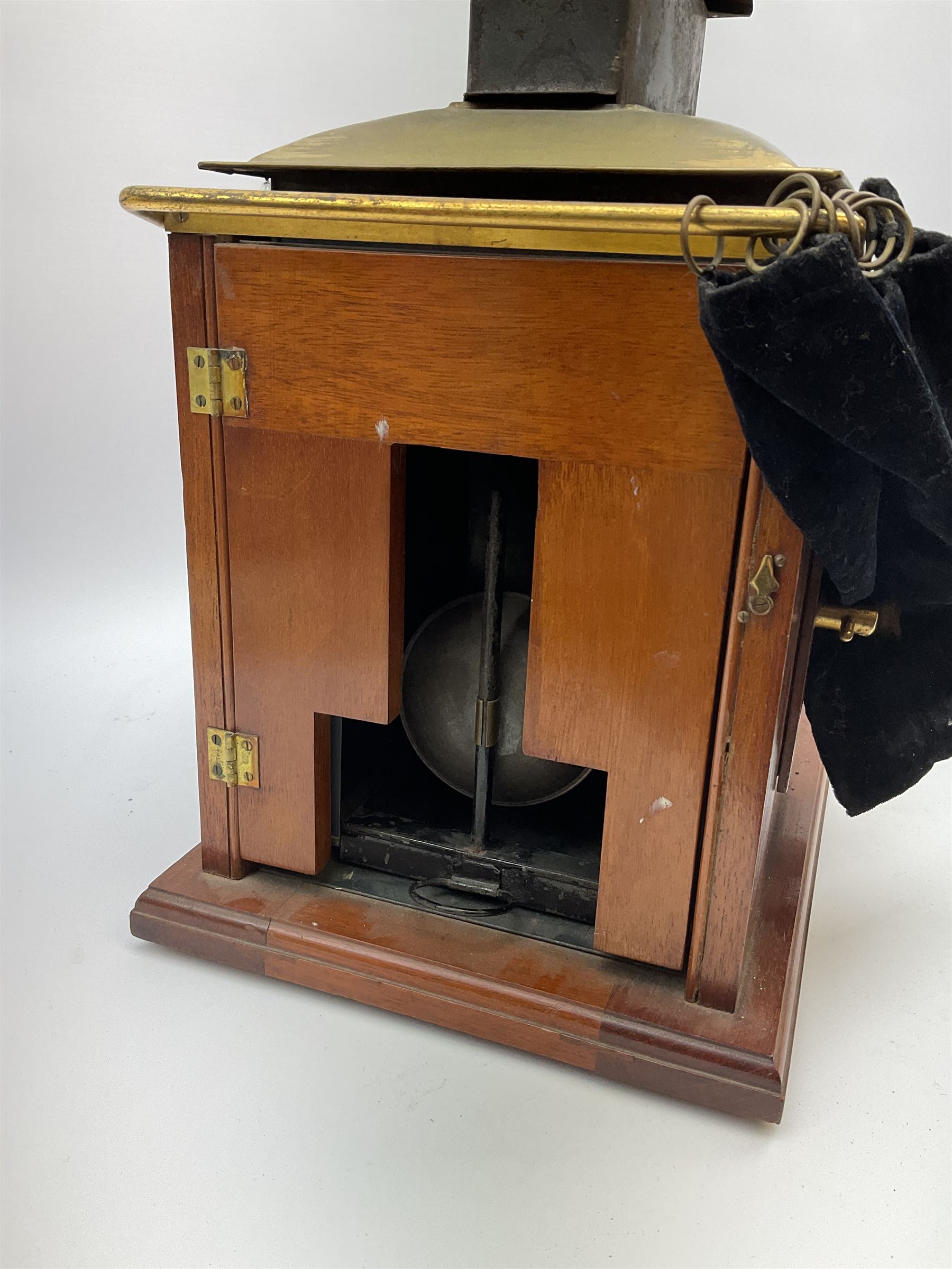 Victorian brass and mahogany 'Model C Challenge' magic lantern projector by J. Lizars, with long and short lenses, bears inset maker's plaque, L50cm excluding lenses (lacking burner)