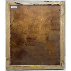 Raymond Arthur Roadnight (British 1941-): Two Ladies, oil on board unsigned 54cm x 45cm  
Provenance: the artist's studio collection. Born in High Wycombe, Roadnight spent three years training under Patrick Reyntiens and John Piper creating stained glass windows for Liverpool and Coventry cathedrals. These works included the great baptistry window in the New Coventry Cathedral, the 'Lantern' atop the Catholic Cathedral in Liverpool, and the grand windows in Oundle School Chapel. He has exhited at Royal Academy, Alfred East Gallery, Chichele College in Higham Ferriers, and Burleighfield House in Loudwater.