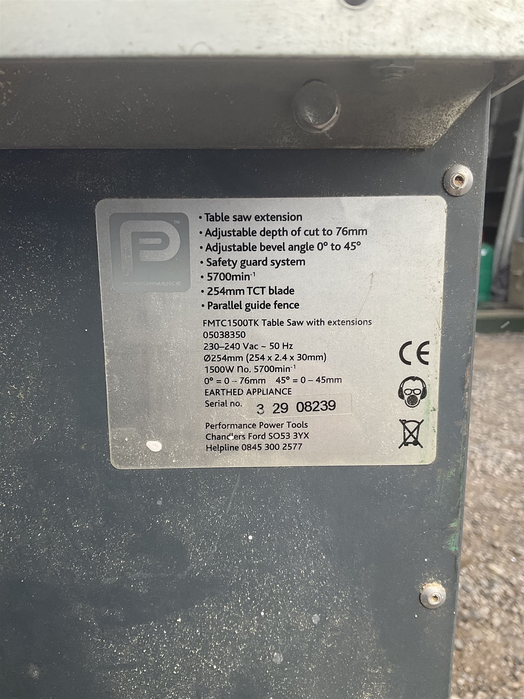 Performance table saw - THIS LOT IS TO BE COLLECTED BY APPOINTMENT FROM DUGGLEBY STORAGE, GREAT HILL, EASTFIELD, SCARBOROUGH, YO11 3TX