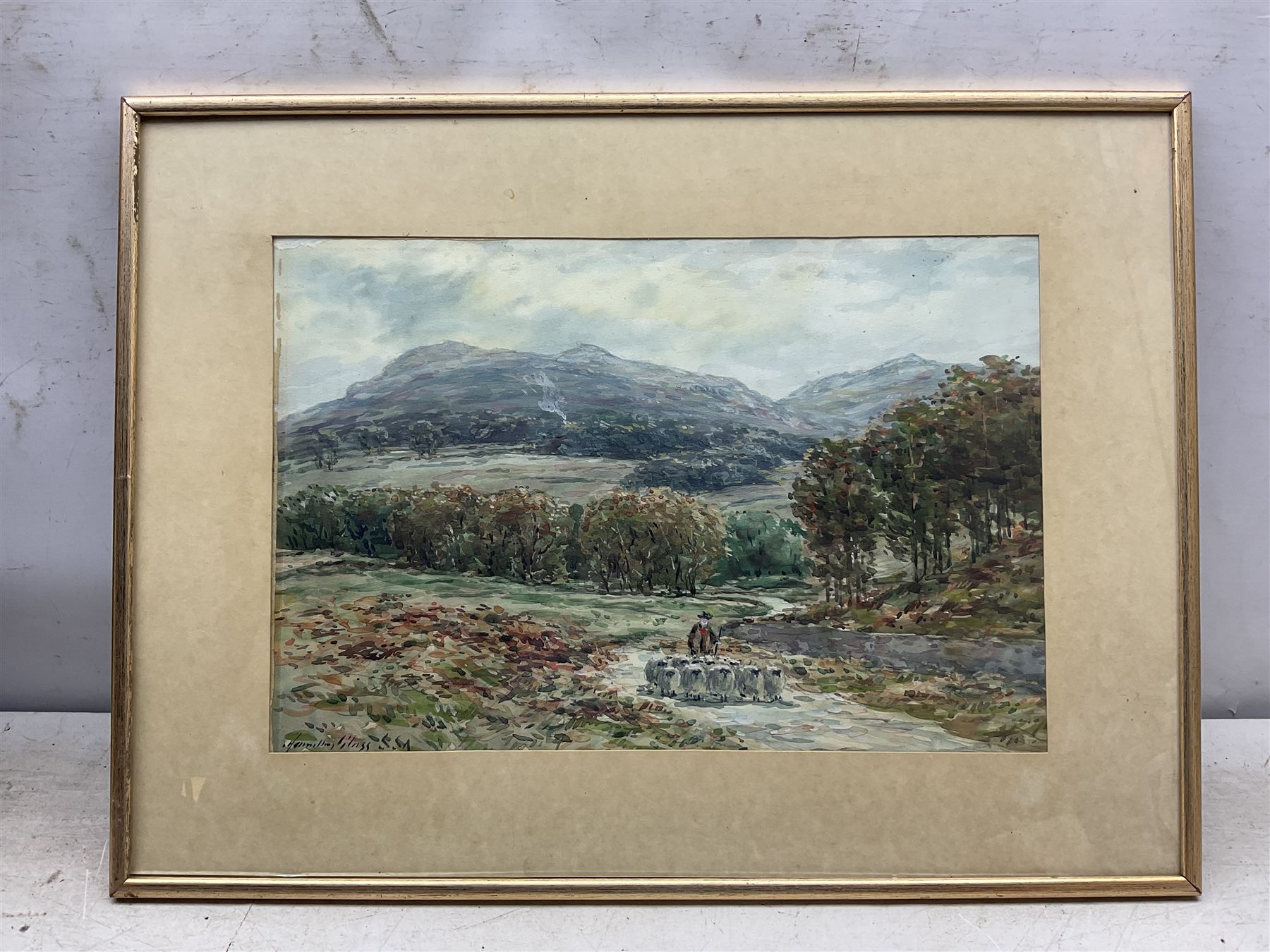 John Hamilton Glass (Scottish 1820-1885): 'Amongst the Hills of Galloway - Near Gatehouse of Fleet', watercolour signed, titled beneath mount verso 30cm x 45cm 