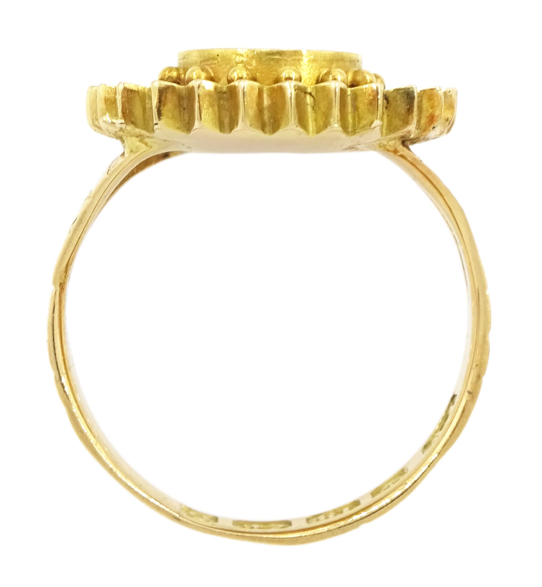 Victorian 18ct gold single stone rose cut diamond circular ring, Birmingham 1863