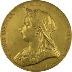 Queen Victoria 1887 Diamond Jubilee official Royal Mint issue large commemorative medal in gold, approximately 95.8 grams