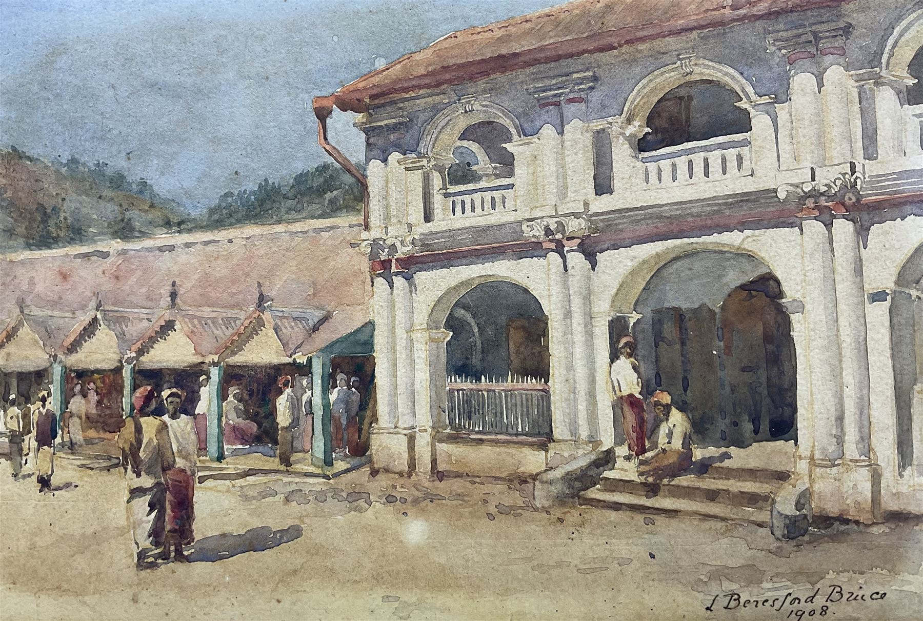 Lydia Beresford Bruce (British 19th/20th Century): Sri Lankan Meeting Place, watercolour signed and dated 1908, 17cm x 24cm Notes: Bruce was the author and illustrator of Sketches of Ceylon, London, Cassell and Company, 1914.
