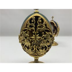 Franklin Mint House of Faberge three collectors eggs, comprising Madonna and Child, The Shepherds Gift and Glorious Adoration 