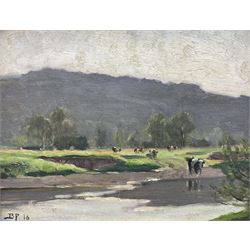 Bertram Priestman RA ROI NEAC (British 1868-1951): 'The Ford', oil on board signed with initials and dated '16, signed and titled verso 20cm x 25cm