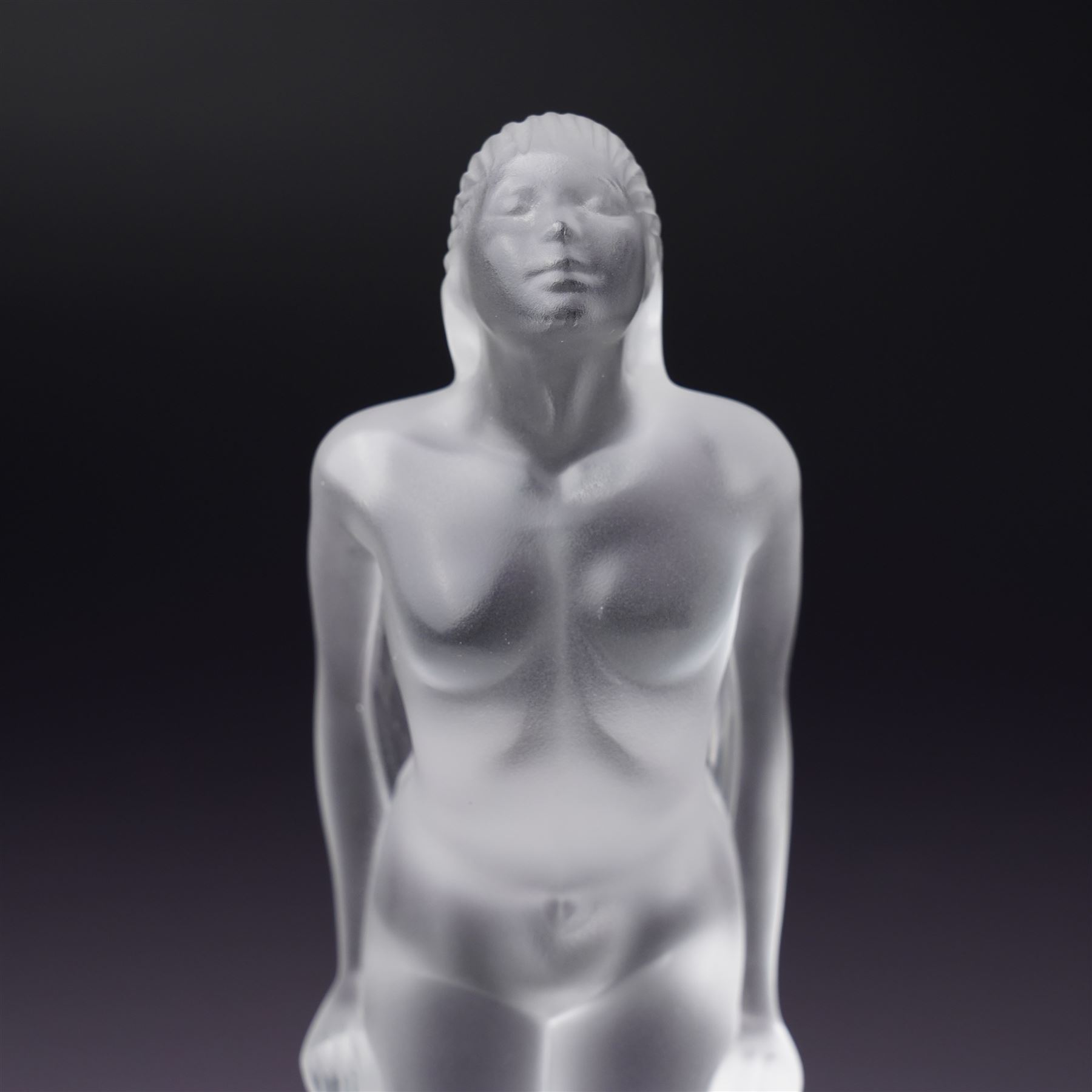 Lalique 'Josephine' frosted glass figure, modelled as a nude figure with her hands to her sides, marked Lalique France to base, H19.5cm