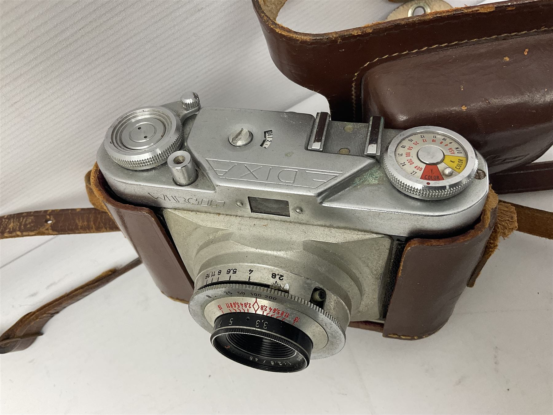 Wirgin Edixa camera body with 'Enna Werk Munchen Ennagon 1:2.8/45' lens, together with Greenkat telescope etc