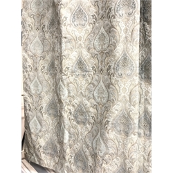 Pair lined curtains in light blue paisley patterned fabric, W220cm, Drop - 227cm