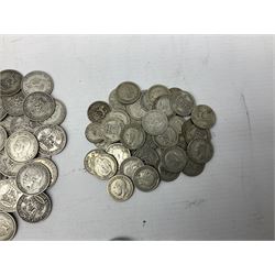 Approximately 1800 grams of Great British pre 1947 silver coins, including halfcrowns, florins, shillings etc