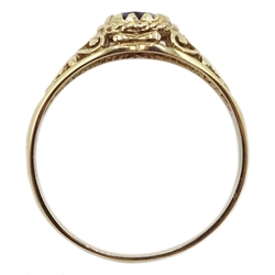  9ct gold heart shaped filigree amethyst ring hallmarked  