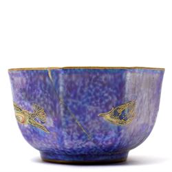 Wedgwood Fairyland lustre bowls, designed by Daisy Makeig-Jones, featuring the Hummingbird and Butterfly patterns, each with gilt stamp and painted pattern numbers Z4832 and Z5294, D10cm and D8.5cm (2)
Notes: please see condition report.