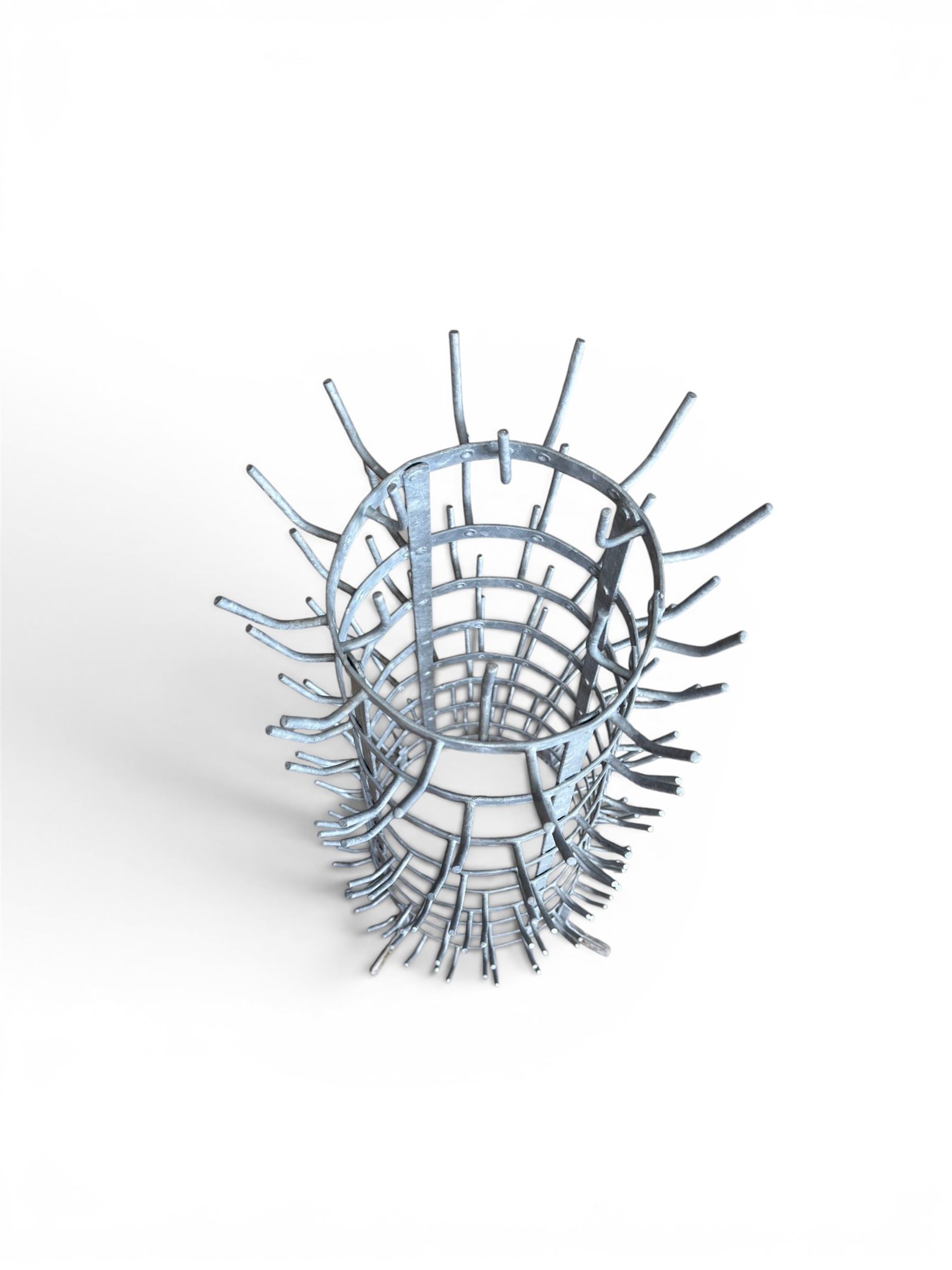 Galvanised metal bottle drying tree, pegs for 142 bottles