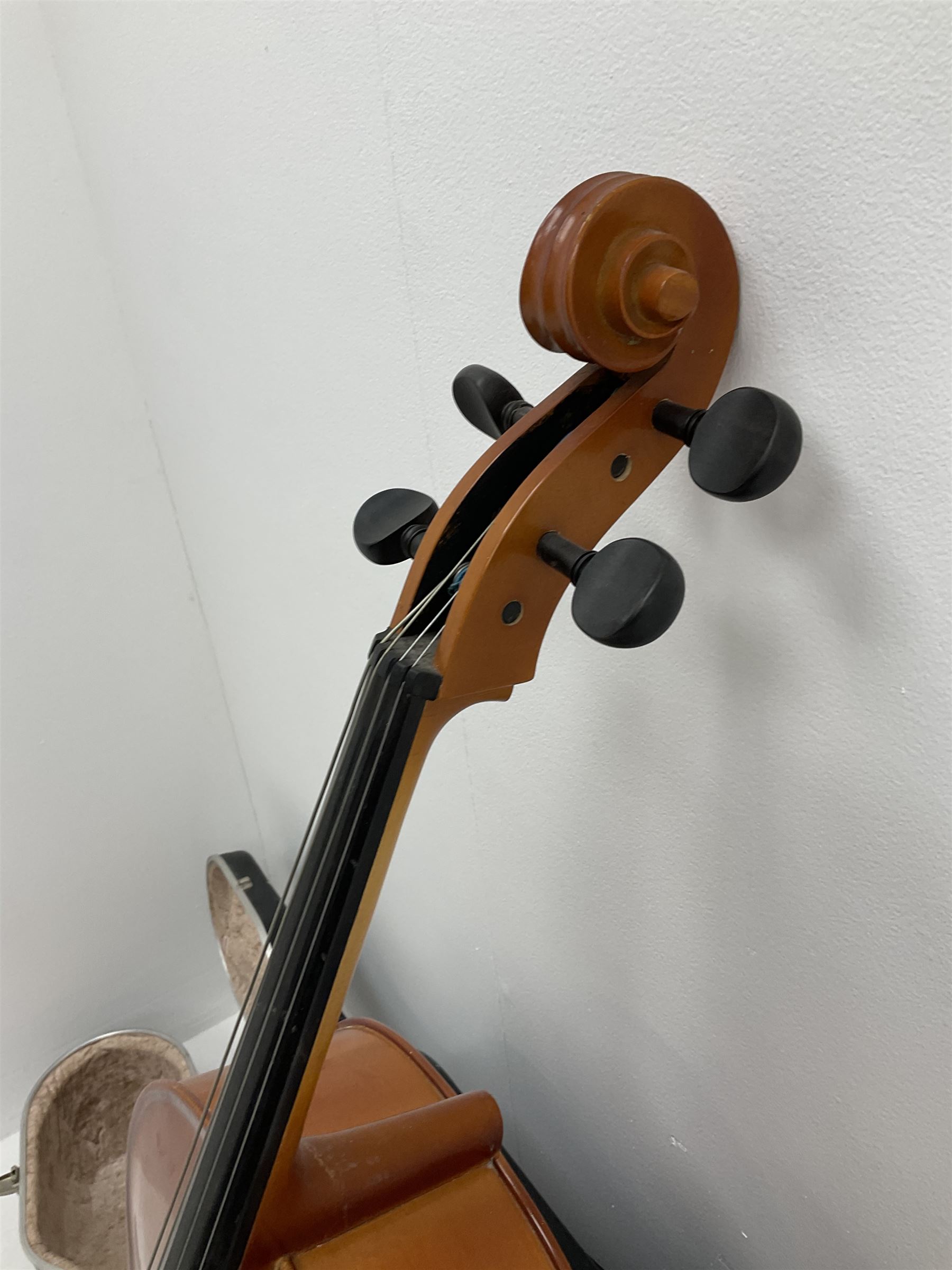 Cello by Andreas Zellar of Romania for Stentor Music Co. Ltd. with 75.5cm two-piece maple back and ribs and spruce top, bears label, L122cm overall, in hard carrying case with bow