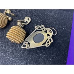 9ct gold cubic zirconia ring, Baccarat glass ring, silver jewellery, large collection of costume jewellery including Burberry brooch, Monet earrings and Esso England World Cup Squad tokens