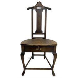 Papworth Industries Cambridge - early 20th century patented oak Gentleman's valet chair, fitted with two drawers to apron