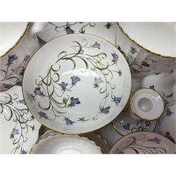 Large collection of Spode Campanula pattern ceramics, to include two cake plates, candle stick, vases bowls, planter, covered bon bon dish etc, many with boxes 