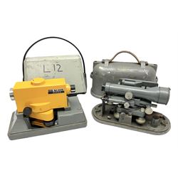 Cooke Troughton & Simms Ltd. York surveyor's level Pat.No. 242468 serial no. SO35312 with grey painted brass body L20cm; in grey metal case with domed lift-off lid; and Carl Zeiss Jena Optical Level NI 025, serial no.487011 with mustard japanned metal body in grey metal case with domed lift-off lid (2)