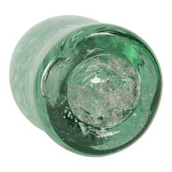 Two Victorian green glass dump paperweights with bubble inclusions, tallest H13cm