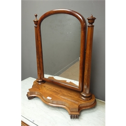  Victorian mahogany marble top washstand with single drawer on cabriole shaped supports joined by solid under tier (W123cm, H151cm, D56cm), and a Victorian mahogany dressing table mirror  