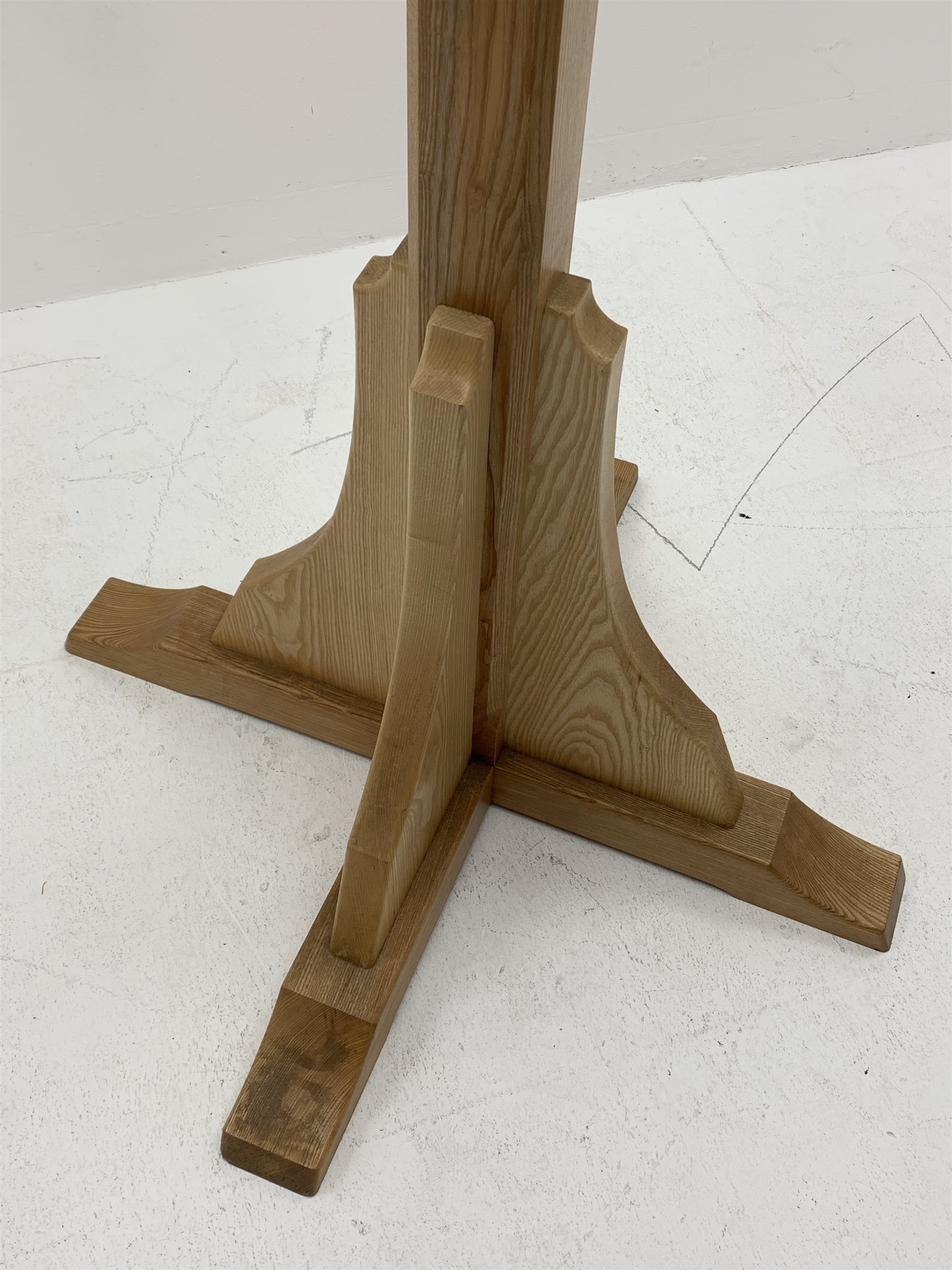 *Light ash wood clothes stand, four out splay branches, on cruciform base, H128cm, W100cm