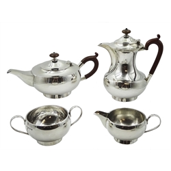 Silver four piece tea by Hukin & Heath Ltd, Birmingham 1928, approx 36.5oz