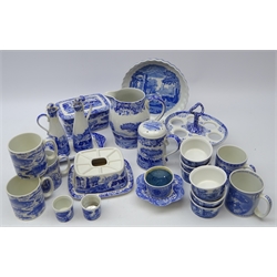  Spode Italian Kitchen and table ware comprising oil & vinegar stand, egg stand, rectangular box and cover, flour sifter, pastry dish, candle holder, jug, other pieces of Italian and matched Spode pieces   