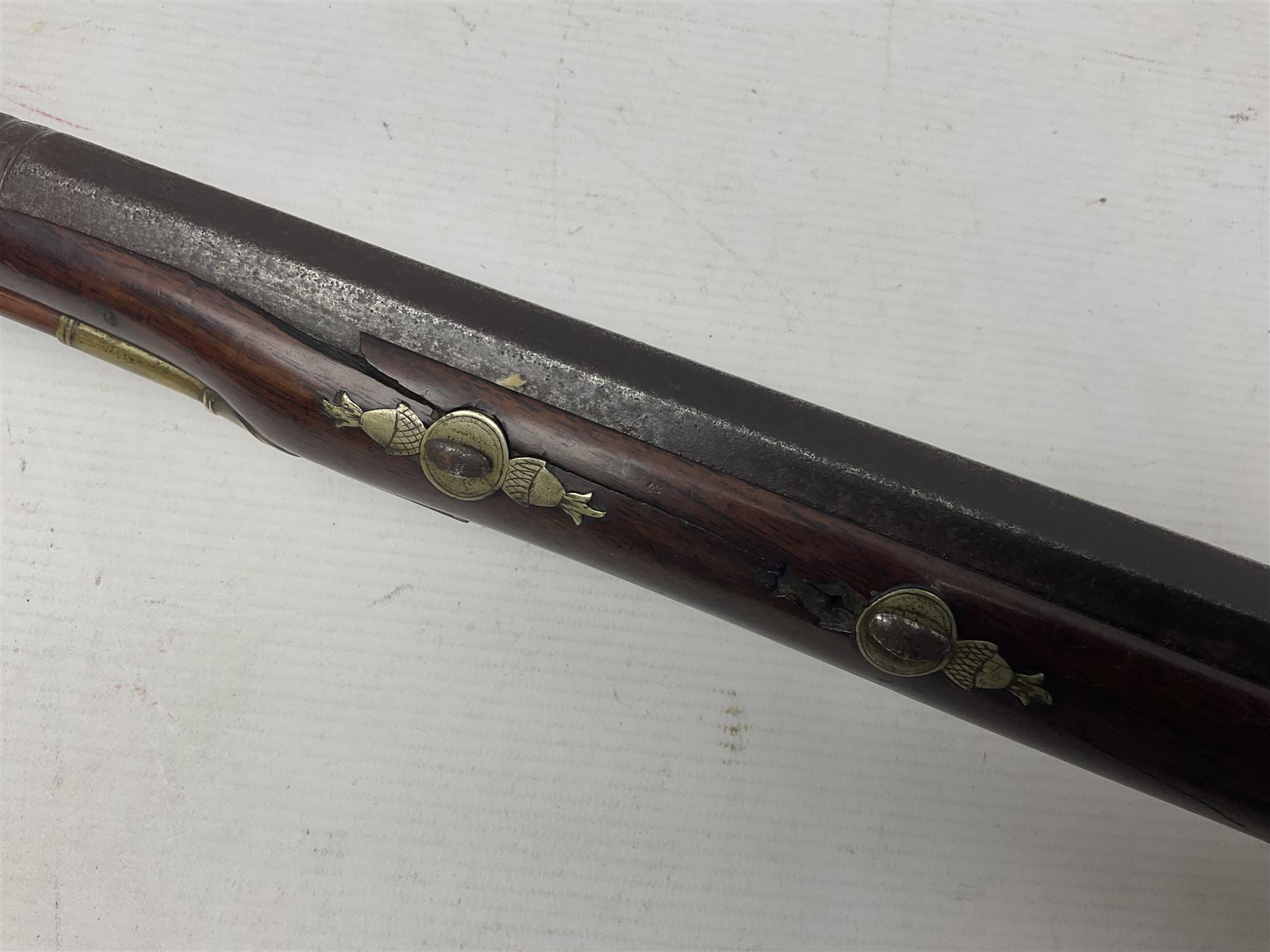 Early 19th century 20-bore flintlock converted to percussion fowling piece by Fisher, the 96.5cm(38