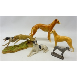  Beswick Greyhound 'Jovial Roger', similar style porcelain greyhound, H21cm, Country Artists Greyhound group and other Greyhound models (5)  