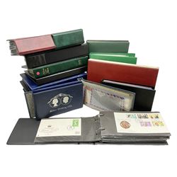Stamps including first day covers, Royal Mail PHQ cards, Australia, Germany, Canada, Cyprus, Ceylon, Falkland Islands, France etc, housed in various albums, in one box
