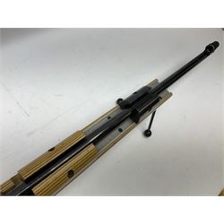 Feinwerkbau, Westinger & Altenburger Germany .22 LR bolt-action target rifle with 67cm barrel, fully adjustable weights and laminated stock, sliding weight rails and vernier rear sight; bi-pod rest at front; No.4225 L123.5cm overall SECTION 1 FIRE-ARMS CERTIFICATE REQUIRED       

