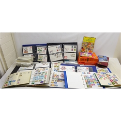  Large collection of Great British and World stamps including RAF FDCs, Canada, small number of Chinese stamps, France, Germany, Queen Victoria and later Great Britain, Hungary, Italy etc, in fifteen albums/folders and loose and various stamp reference books, in two boxes    