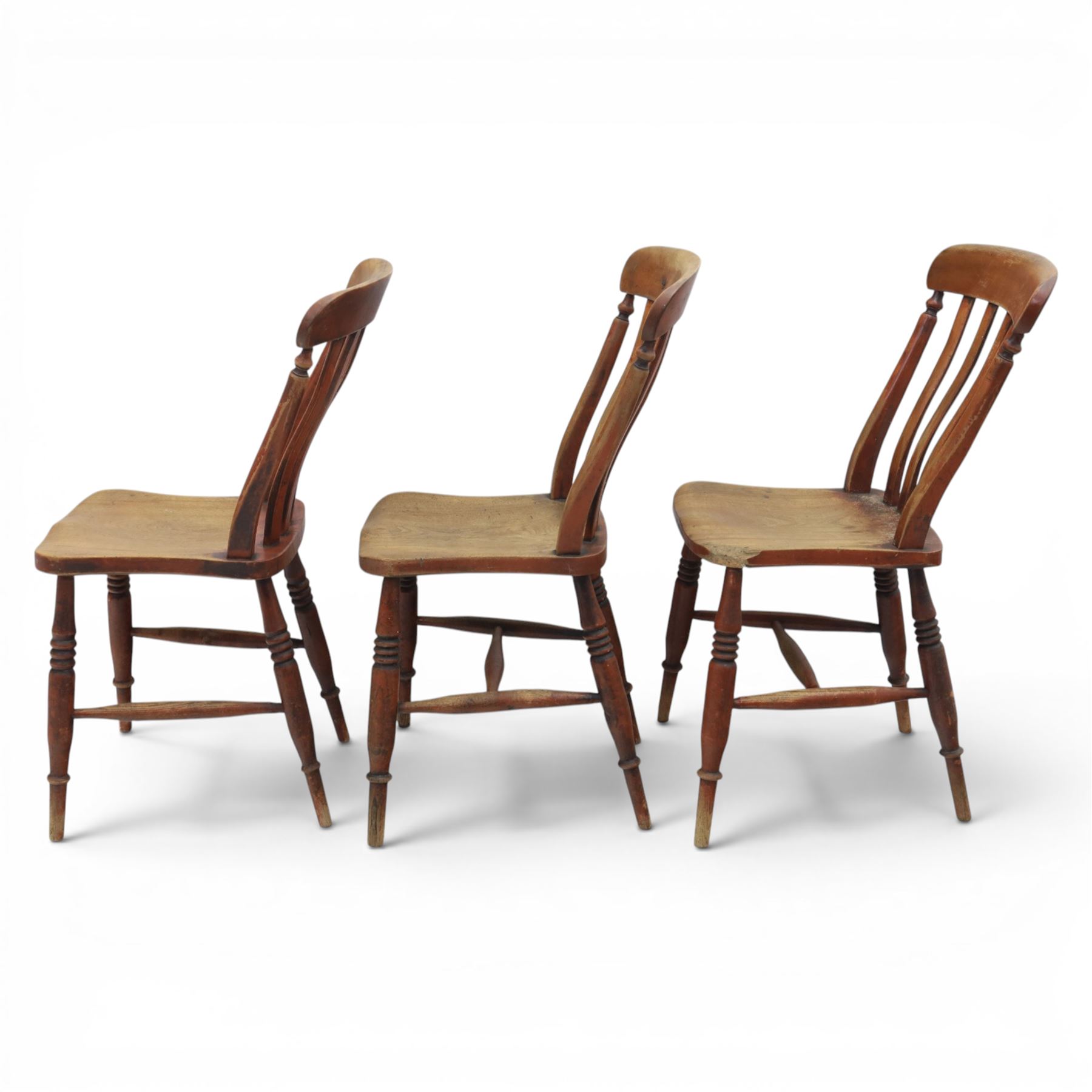 Six 19th century and later elm and beech farmhouse chairs