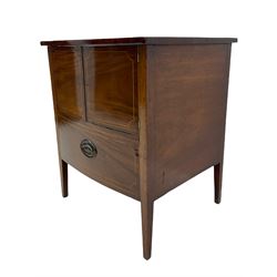 19th century inlaid mahogany bedside lamp cabinet, fitted with two cupboards and drawer
