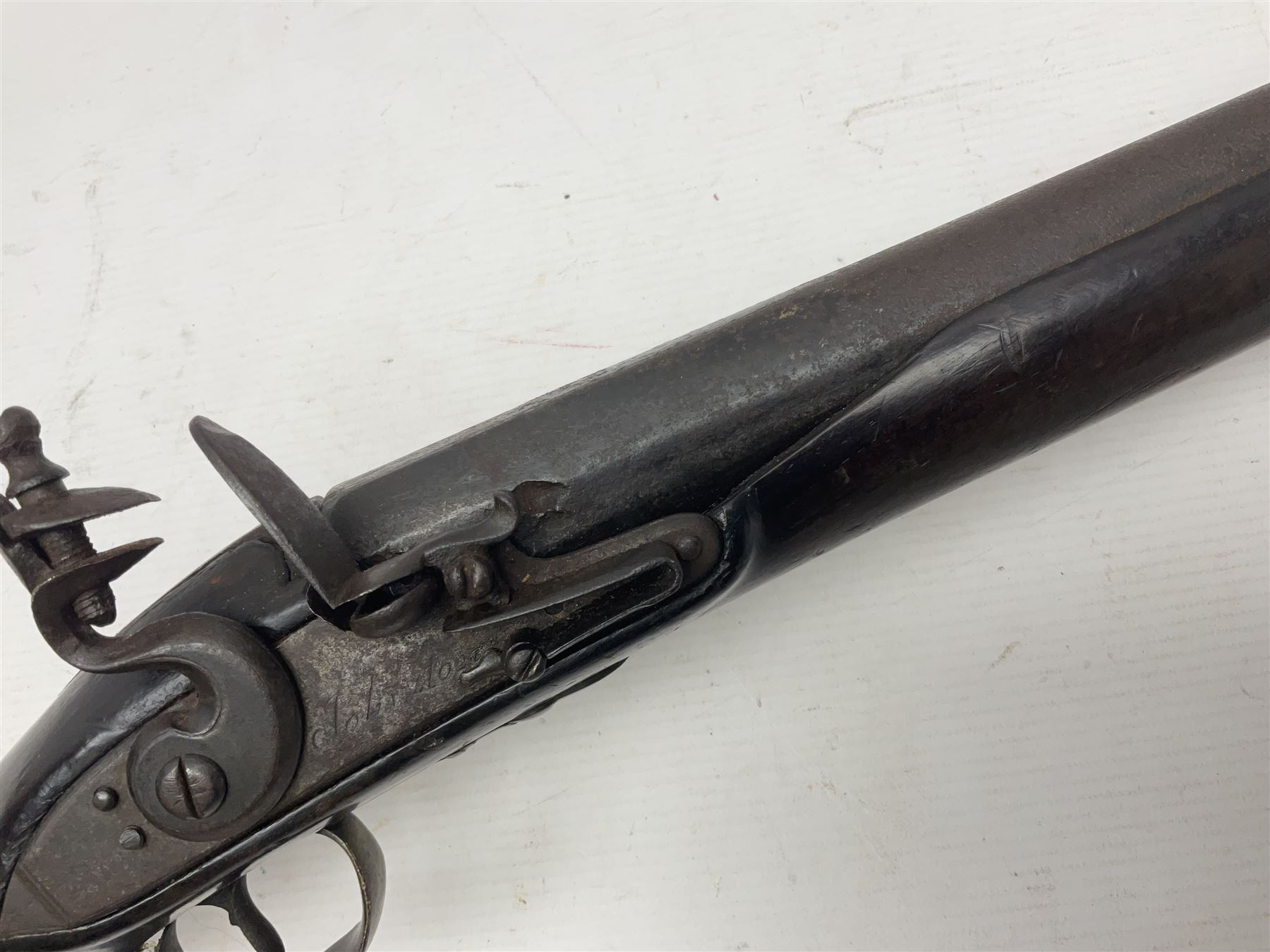 Early 19th century flintlock single barrel sporting gun by Johnston, approximately 14-bore, with 94cm(37