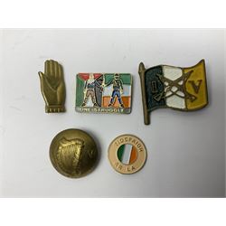 Small collection of Irish related medals, cap badges, buttons, political pin badges etc