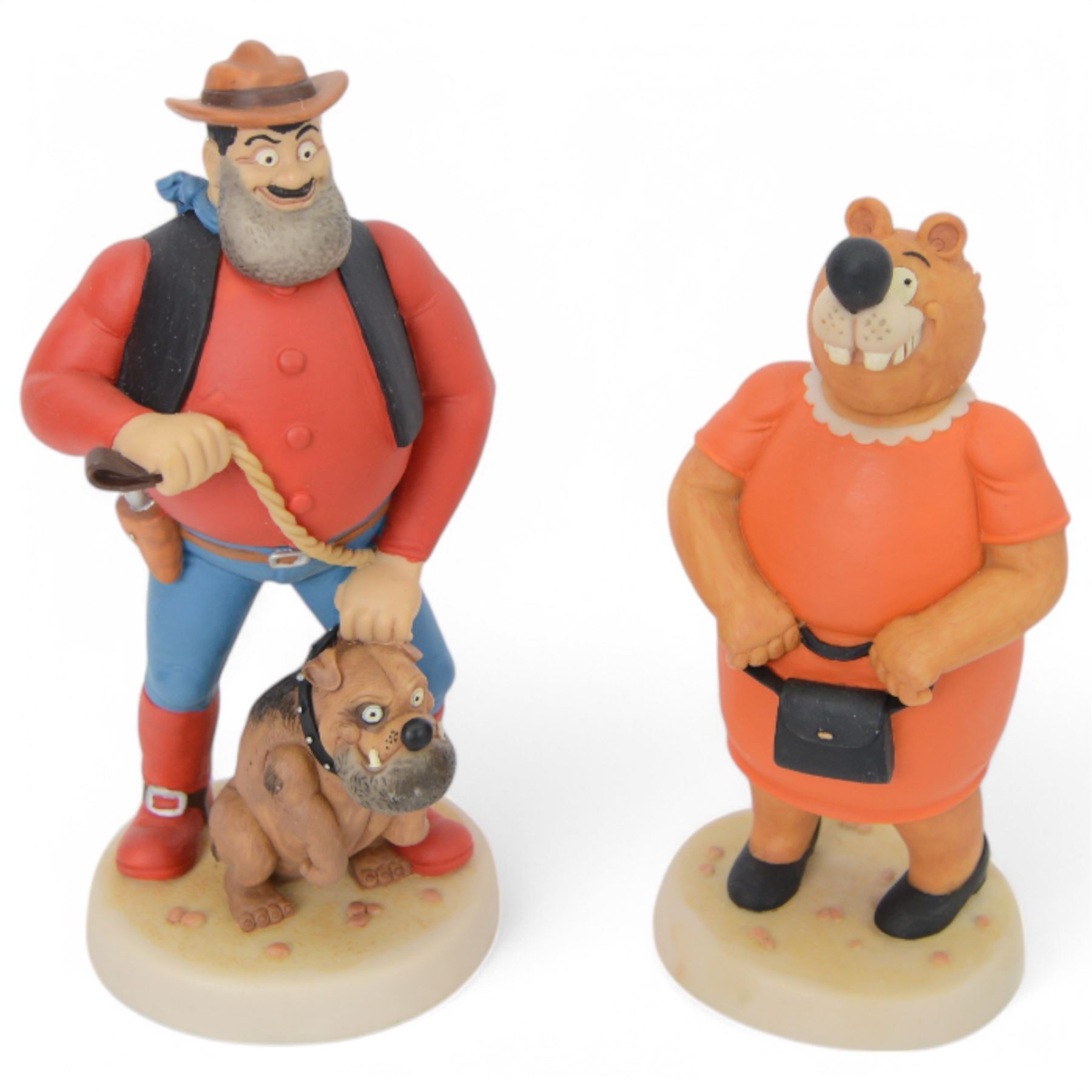 Twelve Robert Harrop Beano Dandy Collection figures, including Ma Bear, Pa Bear, Fatty, Desperate Dan One Man & His Dog, Korky the Cat and Roger the Dodger etc, all boxed 